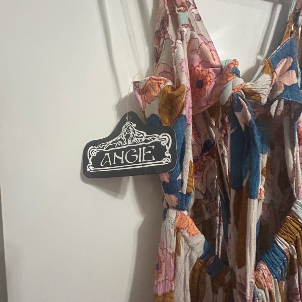 Angie Floral Mini Dress in Blue, Pink & Brown - Picture 2 of 4